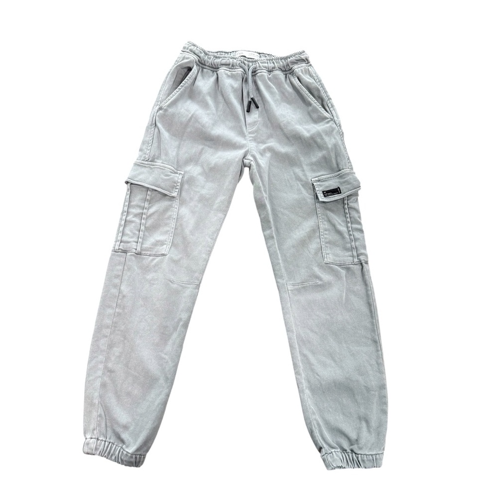 Zara Sage Green Elastic Waist Cargo Joggers